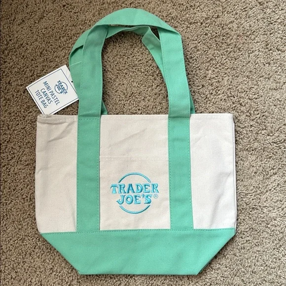Trader Joe’s Mini Pastel Canvas Tote Bag (Green) - Picture 1 of 1